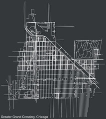 Detailed hand-drawn navigational urban street roads map of the GREATER GRAND CROSSING COMMUNITY AREA of the American city of CHICAGO, ILLINOIS with vivid road lines and name tag on solid background