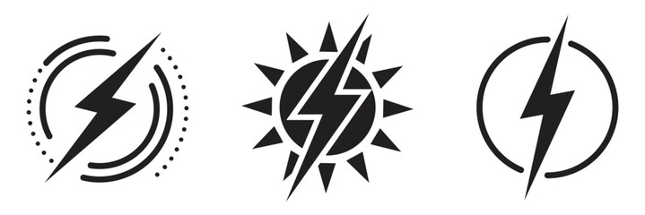 set of thunder, spark, electric logo, vector - obrazy, fototapety, plakaty