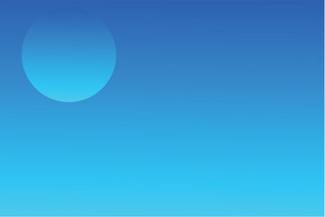 abstract blue gradient background with blue moon in calm blue Ocean with empty sky and copy space.