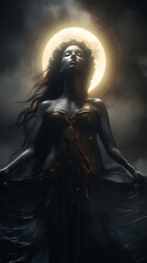 stunning otherworldly goddess of beauty rising from the void, dark and mysterious - obrazy, fototapety, plakaty