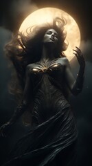 stunning otherworldly goddess of beauty rising from the void, dark and mysterious - obrazy, fototapety, plakaty