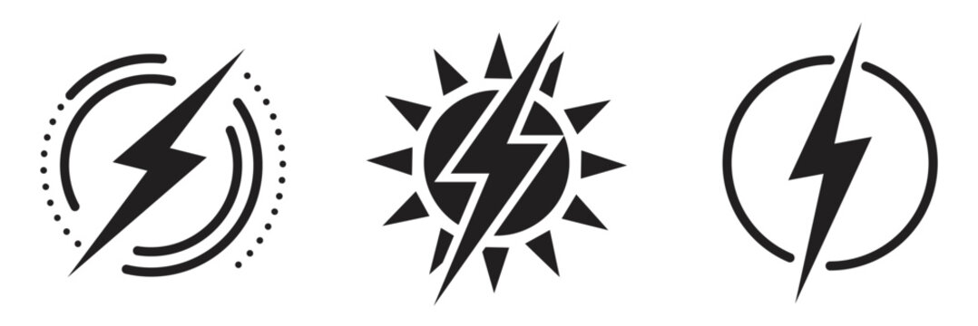 set of thunder, spark, electric logo, vector