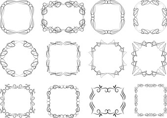 Calligraphic design elements . Decorative swirls or scrolls, vintage frames , flourishes, labels and dividers.