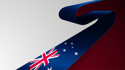 Realistic ribbon background with flag of Australia.