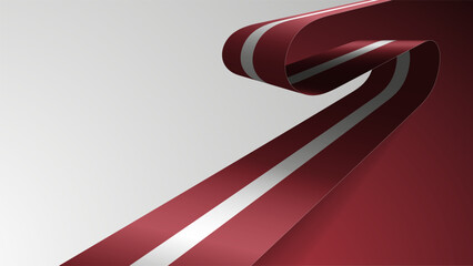 Realistic ribbon background with flag of Latvia.