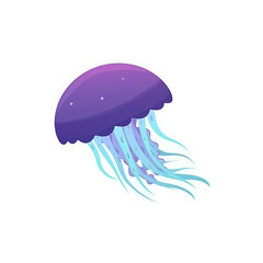 Jellyfish icon and logo isolated on white. Marine biology and sea life conservation symbol 