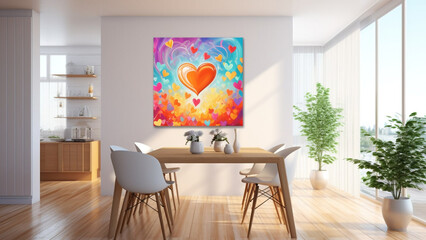 Interior of a house with Valentine's painting 