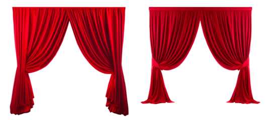 red velvet curtain with clipping path on a transparent background