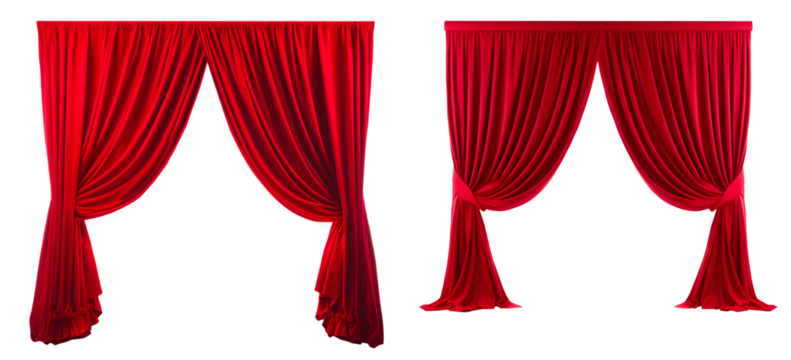 red velvet curtain with clipping path on a transparent background