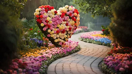 Zelfklevend Fotobehang Tuin heart shape on a garden path outdoor