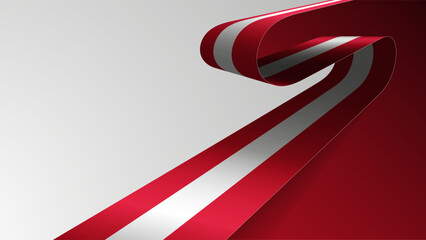 Realistic ribbon background with flag of Peru.