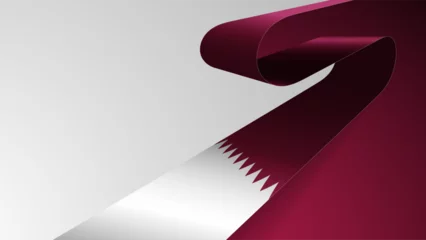 Fotobehang Realistic ribbon background with flag of Qatar. © silentstock639