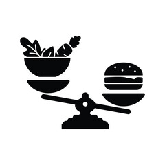 diet icon vector balanced diet scale with hamburger and salad