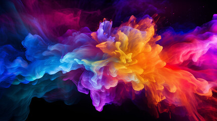 Farbexplosion auf schwarzem Hintergrund
