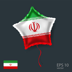  Celebration vector balloon with flag of Iran. Shiny Star balloon.
