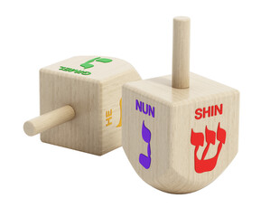 Hanukkah dreidel isolated on transparent background. 3D illustration