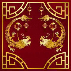 Traditional gold Chinese Dragon design