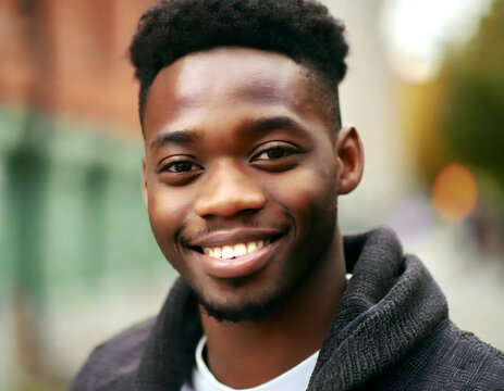 Portrait of young black man smiling