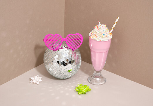 Concept of fun and happy birthday party. Delicious sweet desserts and relaxation.