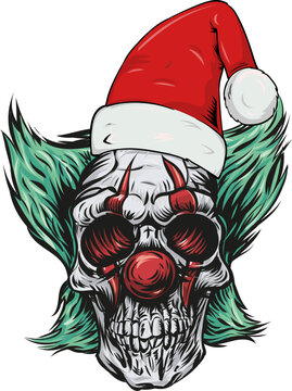 recommend clip art: christmas skull wearing santa claus hat. vector illustration