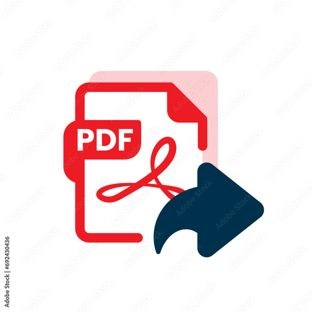 Poster share with pdf format file concept illustration flat design vector. modern graphic element for ui, i