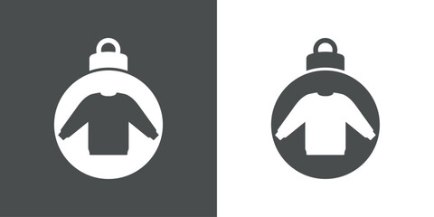 Tiempo de Navidad. Logo con silueta de bola de navidad con suéter feo de navidad para su uso en tarjetas y felicitaciones