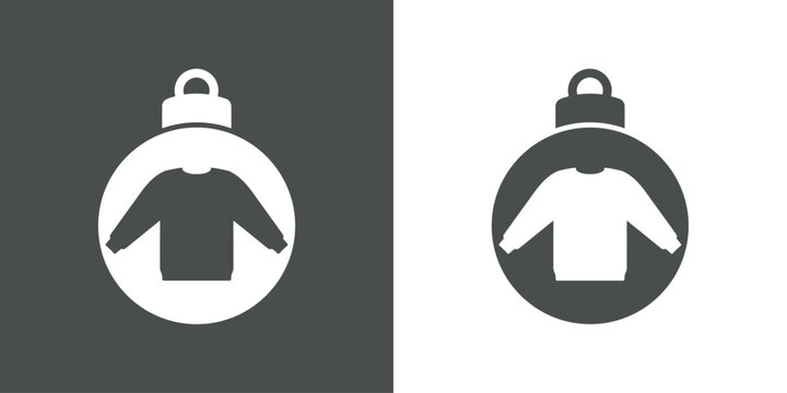 Tiempo de Navidad. Logo con silueta de bola de navidad con su&eacute;ter feo de navidad para su uso en tarjetas y felicitaciones