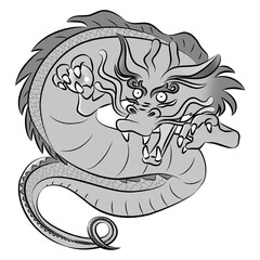 宝珠を持った龍　モノクロ