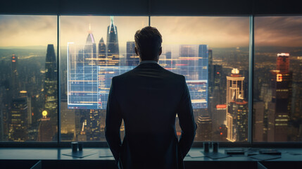 Fototapeta premium Businessman Near Screen in Office