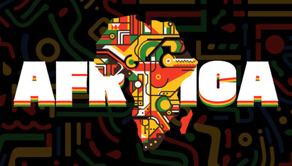 Black History Month abstract graphic banner. African American rights and culture celebrating. Modern creative placard. Africa on afro pattern background. Art vector eps print design
