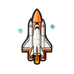 embroidered rocket patch badge isolated on transparent background Remove png, Clipping Path, pen tool