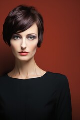 Fototapeta premium Stylish french woman with modern short haircut