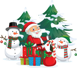 Christmas theme with santa snowman
