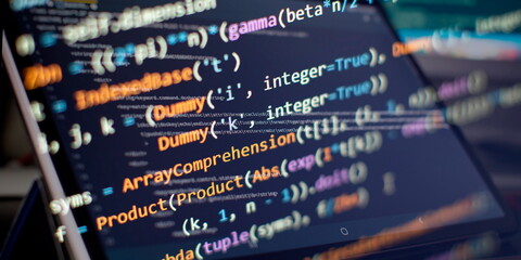 Programming code background . Software developer programming code. - obrazy, fototapety, plakaty