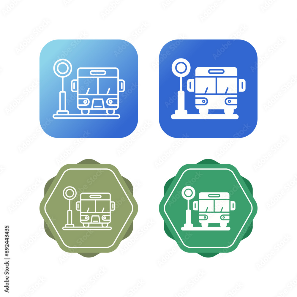 Sticker Bus Stop Vector Icon