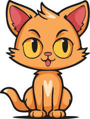 vector illustration. cartoon kitten icon and logo. fun kitty sticker