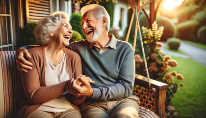 Enduring Love: Elderly Couple Sharing Joyful Moments