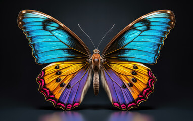 Fototapeta premium Multicolored Butterfly isolated on black background