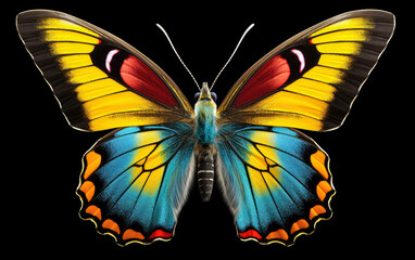 Multicolored Butterfly isolated on black background