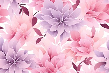 A set of abstract floral motifs for a seamless pattern, using pastel shades of pink and lavender