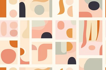 Seamless pattern using pastel colors and simple abstract forms