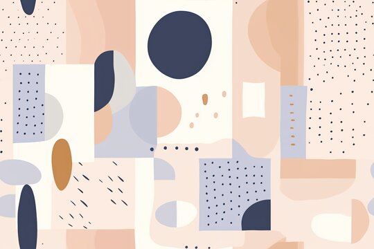 Minimalists elements for a seamless pattern using pastel colors and simple abstract forms