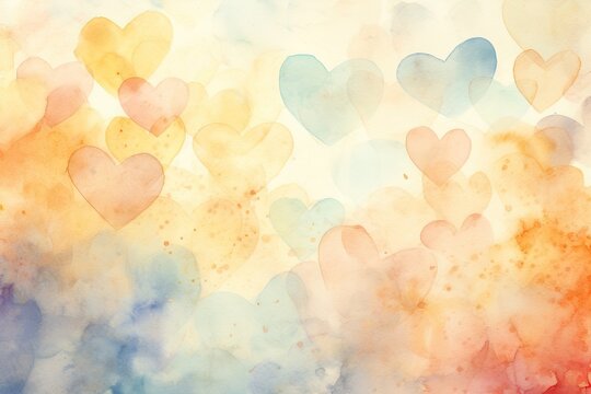 Muted watercolor texture with faint heart shapes in the background, Valentine's Day background