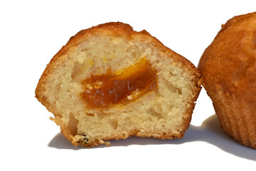 Half a cupcake with apple filling.