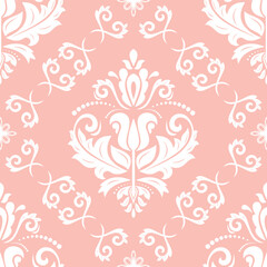 Orient vector classic pattern. Seamless abstract background with vintage elements. Orient pink white pattern. Ornament for wallpaper