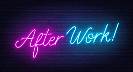 After Work neon lettering on brick wall background