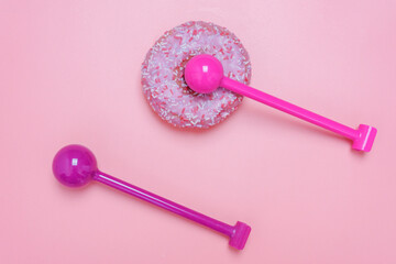 Vagina laser device for recovery after childbirth. Kegel adult exercise. Intimate gymnastics. Recovery vagina pain. Light background. Gynecology health ball.