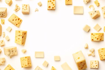 Cheese placed on a blank isolated backdrop.