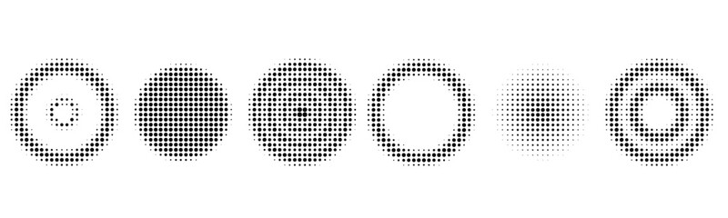 Circle set halftone effect isolated on transparent png