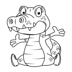 coloring crocodile animal cartoon